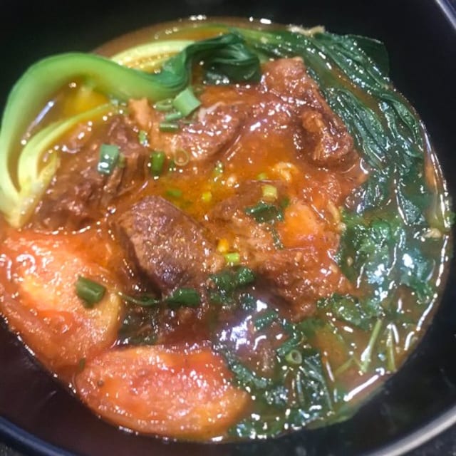 Tomato Beef Brisket Noodle Soup.