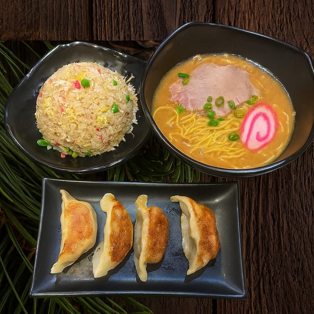 Mini Tan Tan Ramen Combo with gyoza and fried rice..