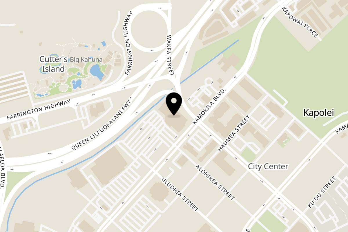 Map showing the location of Daiichi Ramen Kapolei on 890 Kamokila Blvd in Kapolei